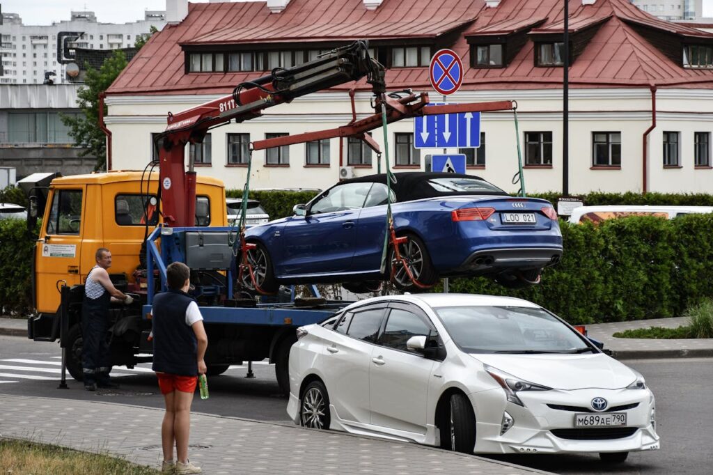 A Car Being Towed Away